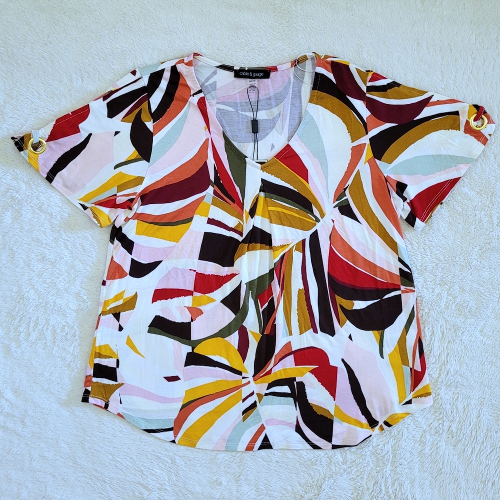 Cable & Gauge Colorful🌈 Abstract Top - NWT